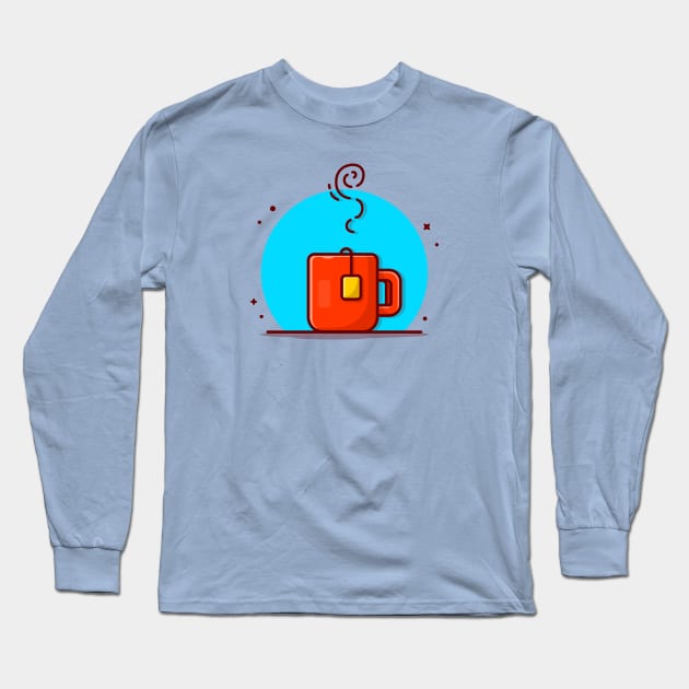 Hot Tea Cartoon Vector Icon Illustration Long Sleeve T-Shirt by Catalyst Labs